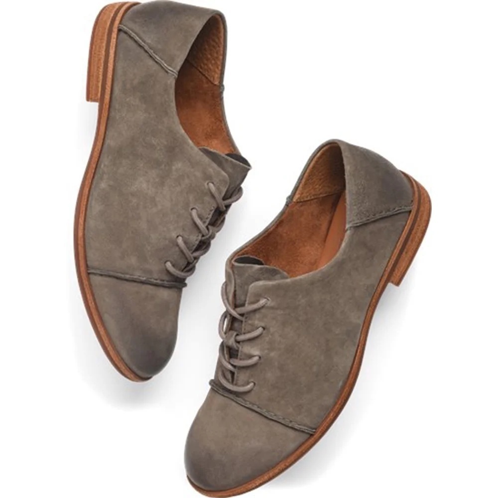 Kork-Ease Women's Suede Lace Up Oxford Loafers Taupe Brown